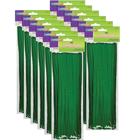 Creativity Street Jumbo Stems, Dark Green, 12in x 6 mm, 100 Count, PK12 PAC7110-08